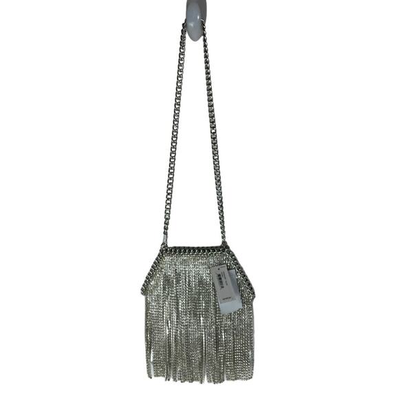 NWT Jessica McClintock Chrissy Silver Curtain Rhinestone Fringe Clutch - Picture 1 of 6